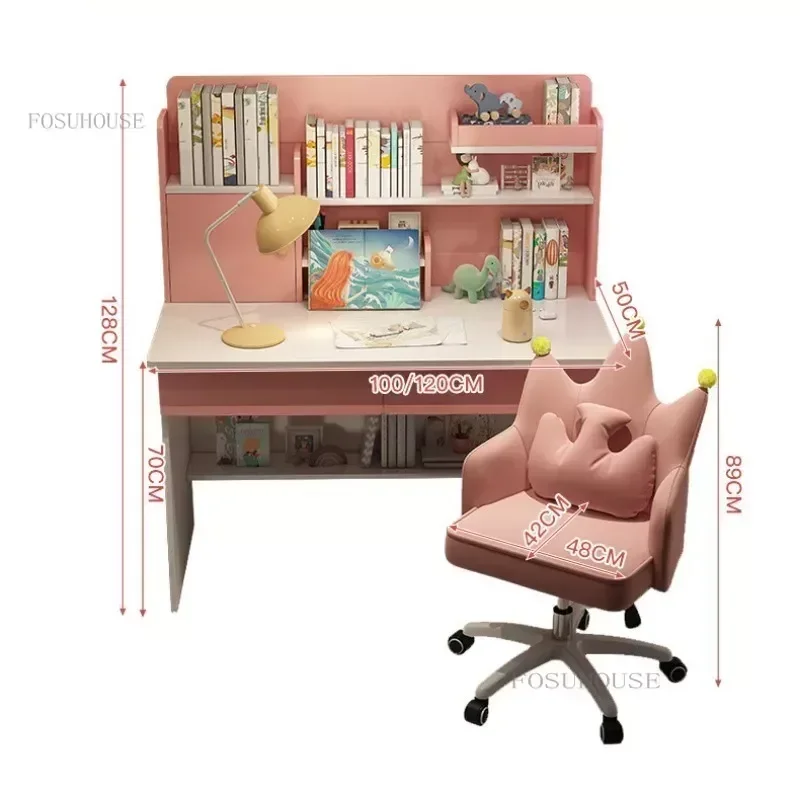 Children's Study Tables Home Desk with Bookshelf Children FurniturePrimary School Bedroom Writing Table and Chair Set x