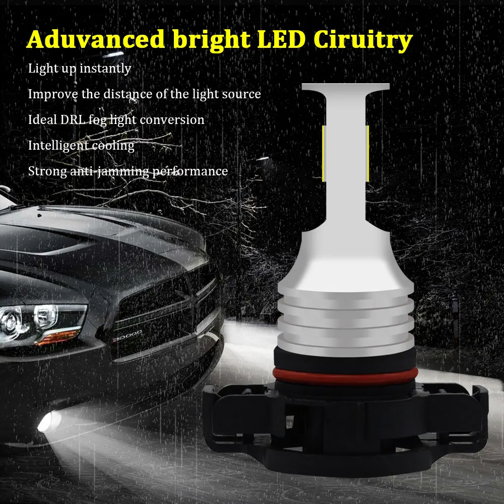 BMTxms 2PCS GMC Yukon 2007 2008 2009 2010-2014 자동차 LED 전면 안개 운전 전구 램프 5202 H16 6000K Canbus 액세서리