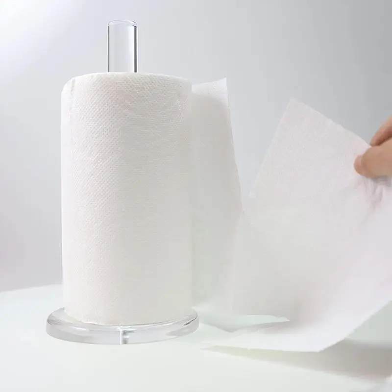 Supporto per asciugamani di carta trasparente supporto per supporto per tessuto acrilico da appoggio supporto verticale per bagno per l'organizzazione della cucina