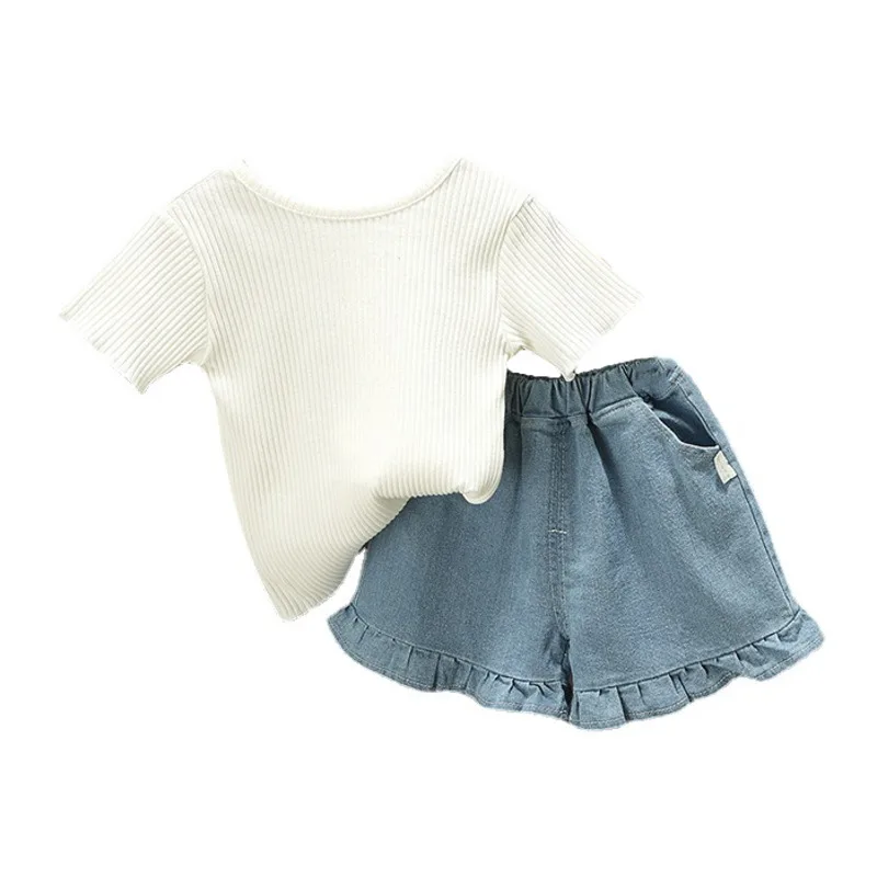 

New Summer Baby Girls Clothes Suit Children Casual Solid T-Shirt Shorts 2Pcs/Sets Kids Outfits Toddler Costume Infant Tracksuits