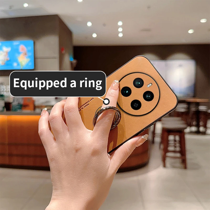 Gt5Pro Luxury Sheep Skin Leather Ring Holder Phone Case On For Oppo Realme Gt Neo 2 3T 3 5 Se C 21y 31 33 35 53 V13 Back Cover