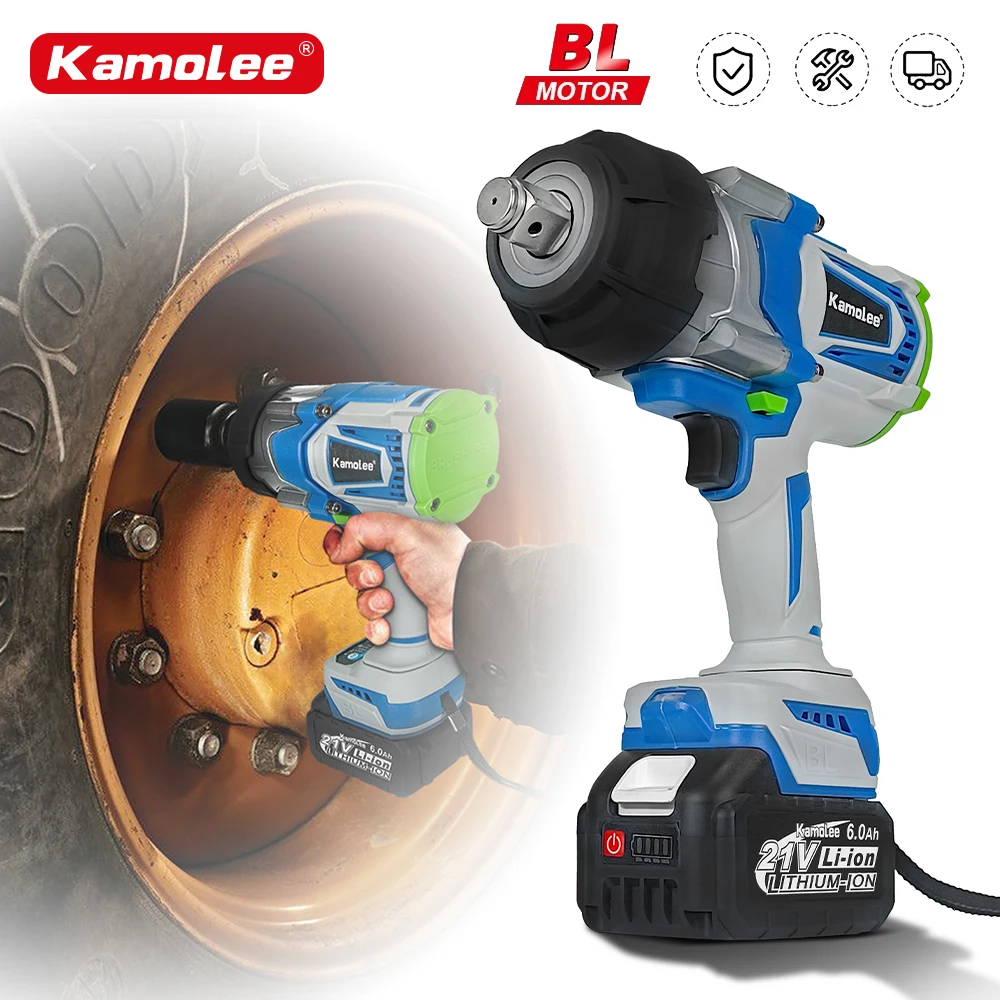 KAMOLEE Electric Impact Wrench 4100NM 3 4 Inch, Brushless Cordless Handheld Power Tool Apply 18V 21V Battery