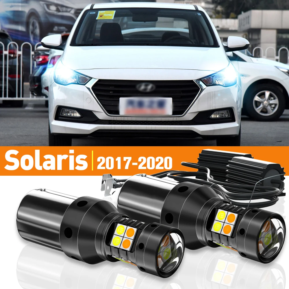 

2x LED Dual Mode Turn Signal+Daytime Running Light DRL For Hyundai Solaris 2017-2020 2018 2019 Accessories Canbus