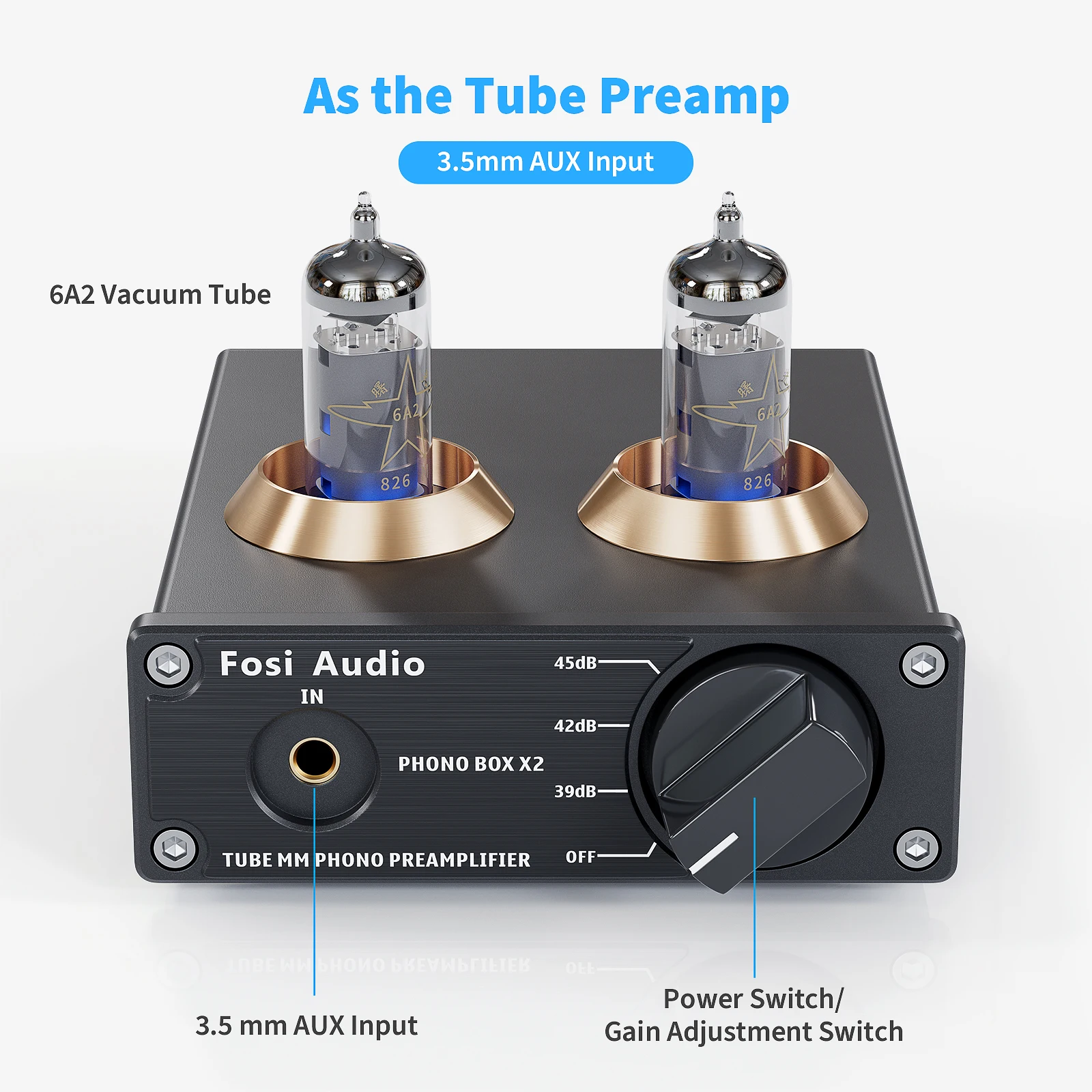 Fosi Áudio Fono Preamp para o Fonógrafo da Plataforma Giratória Mini Estéreo de Áudio Alta Fidelidade Tubo Vácuo Caixa Amplificador x2 para Diy - Image 4