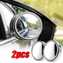 2 pces carro redondo quadro convexo ponto cego espelho grande-ângulo de 360 graus ajustável claro retrovisor espelho auxiliar segurança de condução
