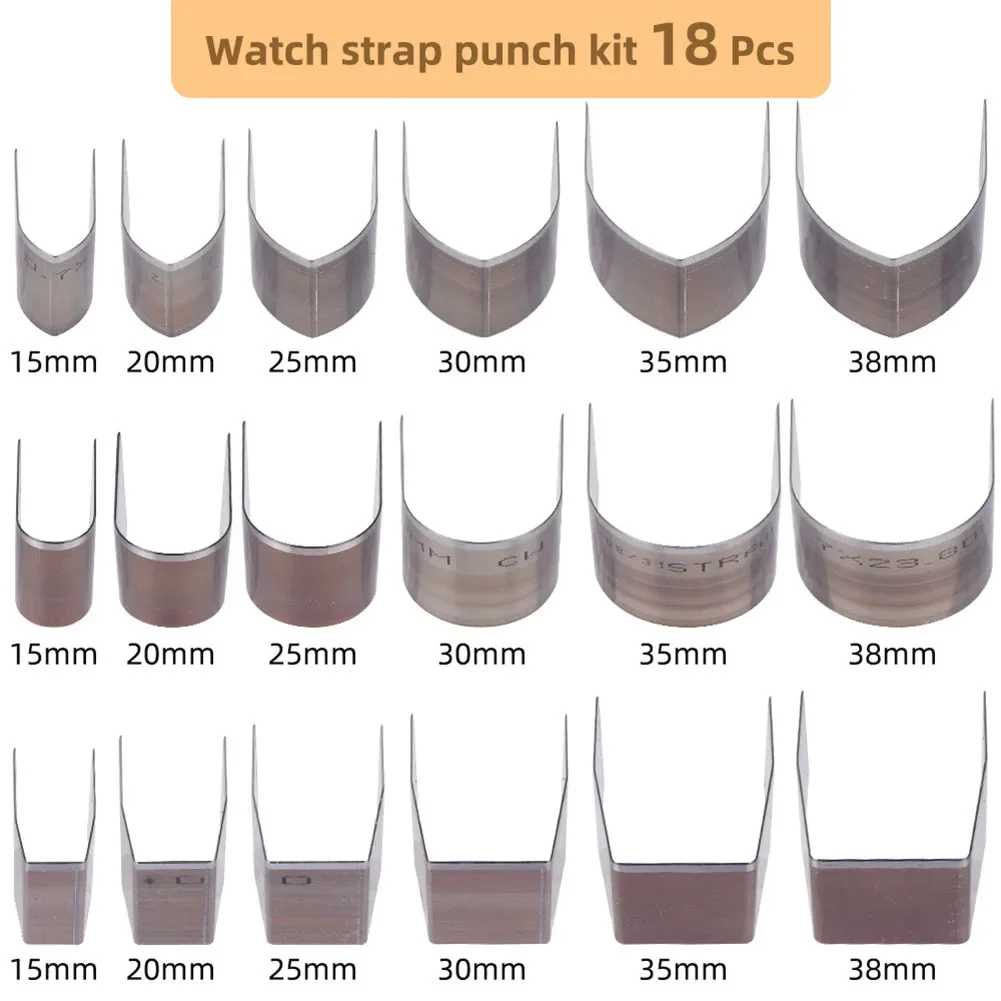 Leather Belt Punch Chisel Cutter Mold Round/V Shaped/Square Corner Cutter Strap Edge Punch 15/20/25/30/35/38mm 18/10/7PCS