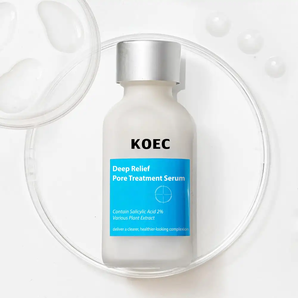KOEC Salicylic Acid Deep Relief Pore Treatment Serum Lotion Reduce Acne Relieving Soothing Amino Acid Plant Extract Tocopherol