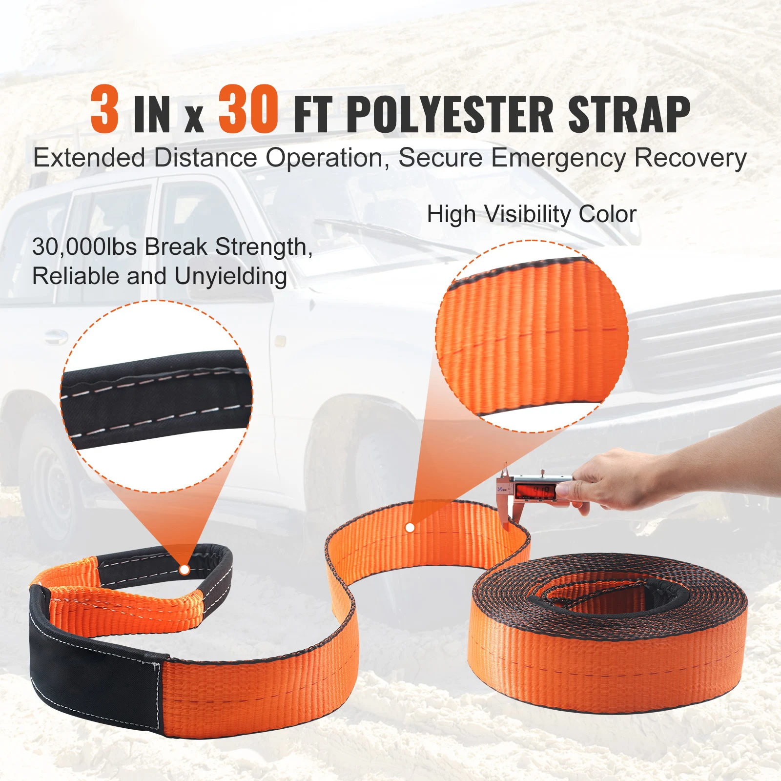 Off Road Recovery Kit with Tow Straps and D Ring Shackles