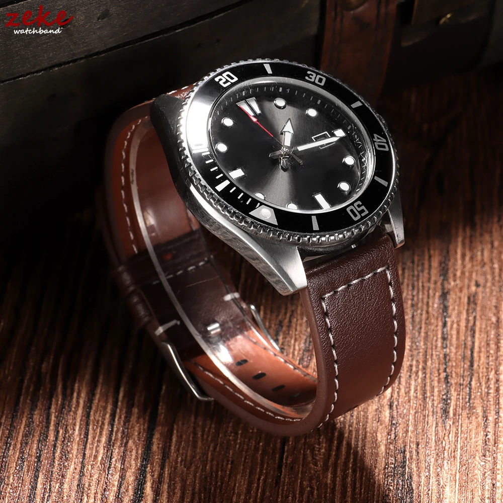 Premium Leather Watchband - Soft Replacement Wrist Strap (22/20mm)