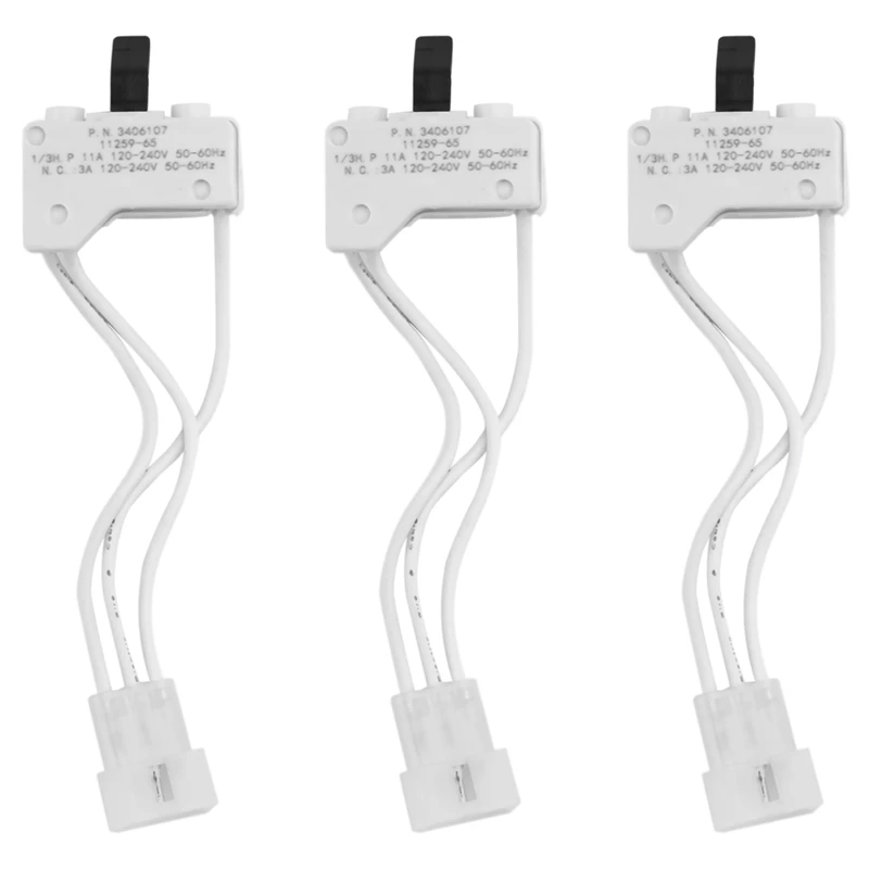 3X Dryer Door Switch For 3406109 3406107 Whirlpool, Kenmore, Sears