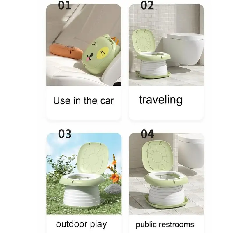 Portable Toddler Potty Folding Travel Car Potty Folding Portable Potty For Travel Small & Convenient With Absorbent Paper 5