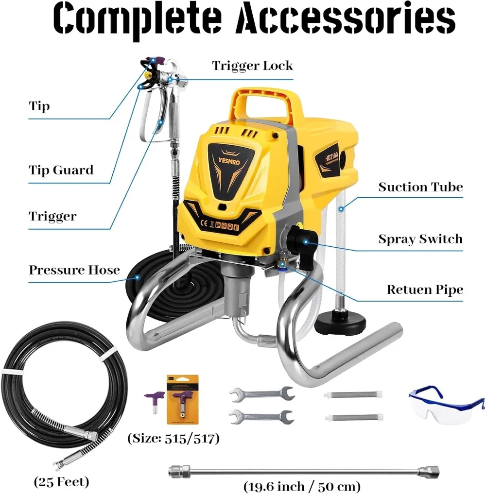 Airless Paint Sprayer for House Painting,3300PSI,1100W,No Need To Thinning,for Home Exterior Fence DIY Garage,with Paint Gun