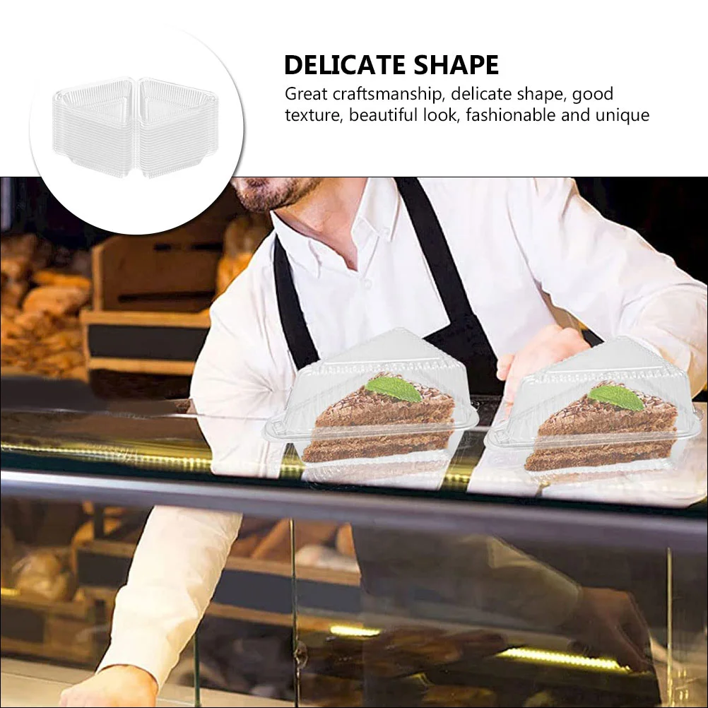 50 Pcs Cake Box Carrier Triangular Disposable Food Containers With Lids Clear Plastic Stackable To For Storage Dining