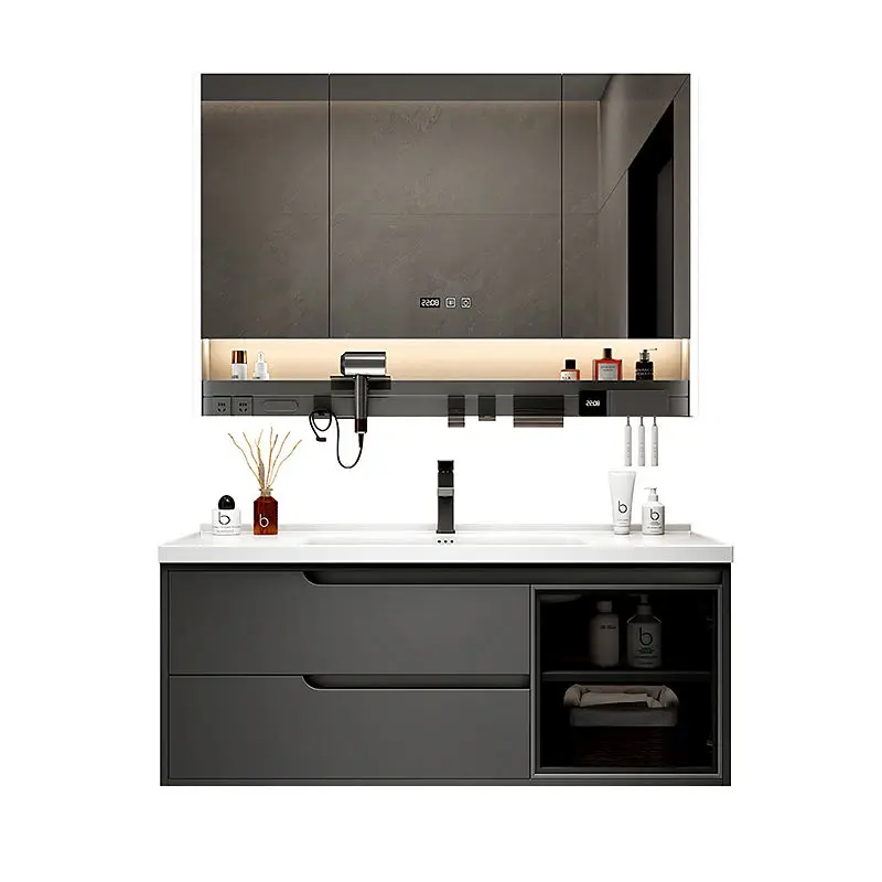 Modern Simple Bathroom Vanities Solid Wood Light Vanity Vanity Bathroom Vanities Partition Drawer Mobiletto Bagno Furniture