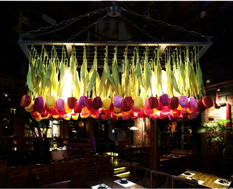 Description Picture 3 of itemPlant pendant light Creative and personalized floral pendant light Industrial style restaurant green plant lights
