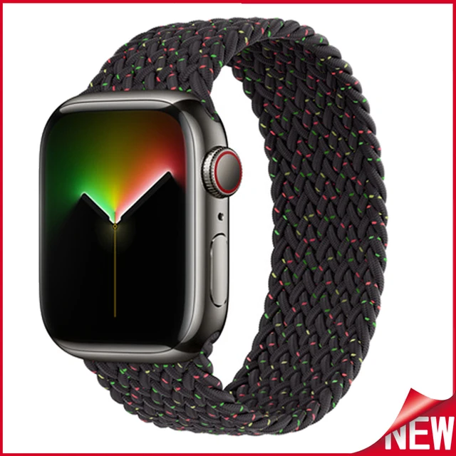 Braided Solo Loop For Apple Watch Band Se 76543 40mm 44mm Elastic Bracelet Strap on Smart Series 38mm 42mm 41mm 45mm Accessories Black Unity