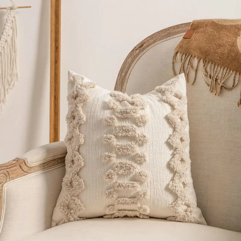 Bohemian Striped Pillow Case Beige Image 5