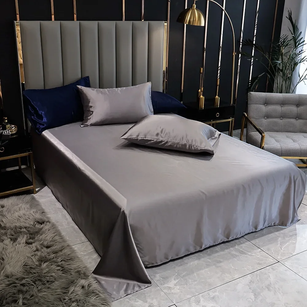 1pc Rayon Flat bed sheet Solid Color Simulated Silk BedSheet High Quality Gold Fitted Sheet Home Textile (without pillowcase) 5