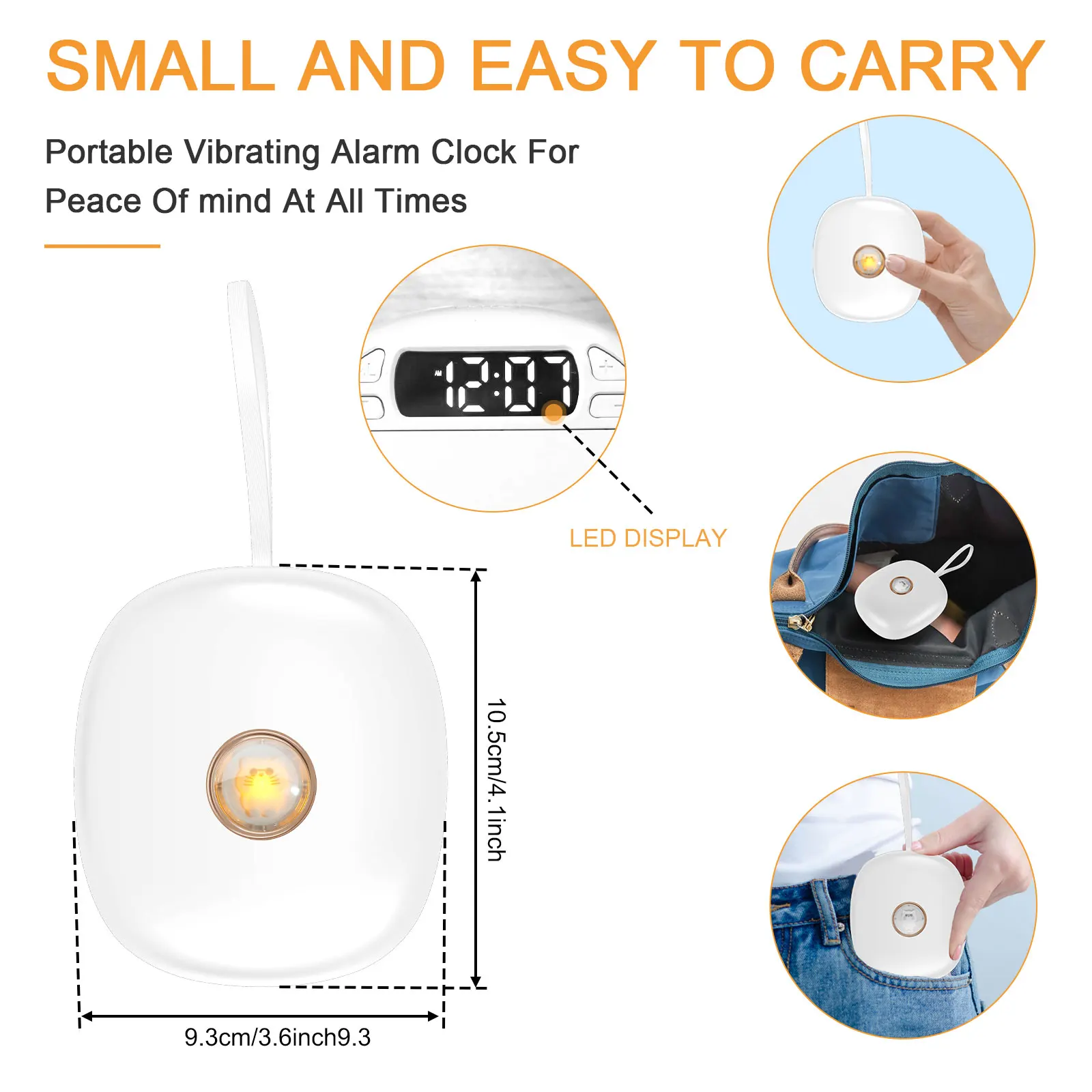Compact Vibrating Alarm Clock with Dual Alerts and LED Display