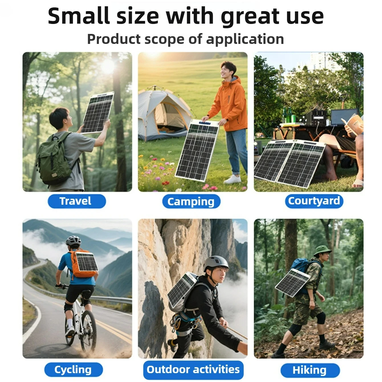 Caricatore Solare Portatile 5V 15W 20W con Doppia Porta USB, Ricarica Rapida, Impermeabile, Power Bank Solare per Campeggio, Escursionismo, Emergenze all'Aperto - Image 5