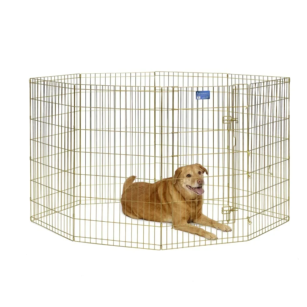 

MidWest Homes For Pets Metal Exercise Dog Playpen No Door, Gold, 42"H