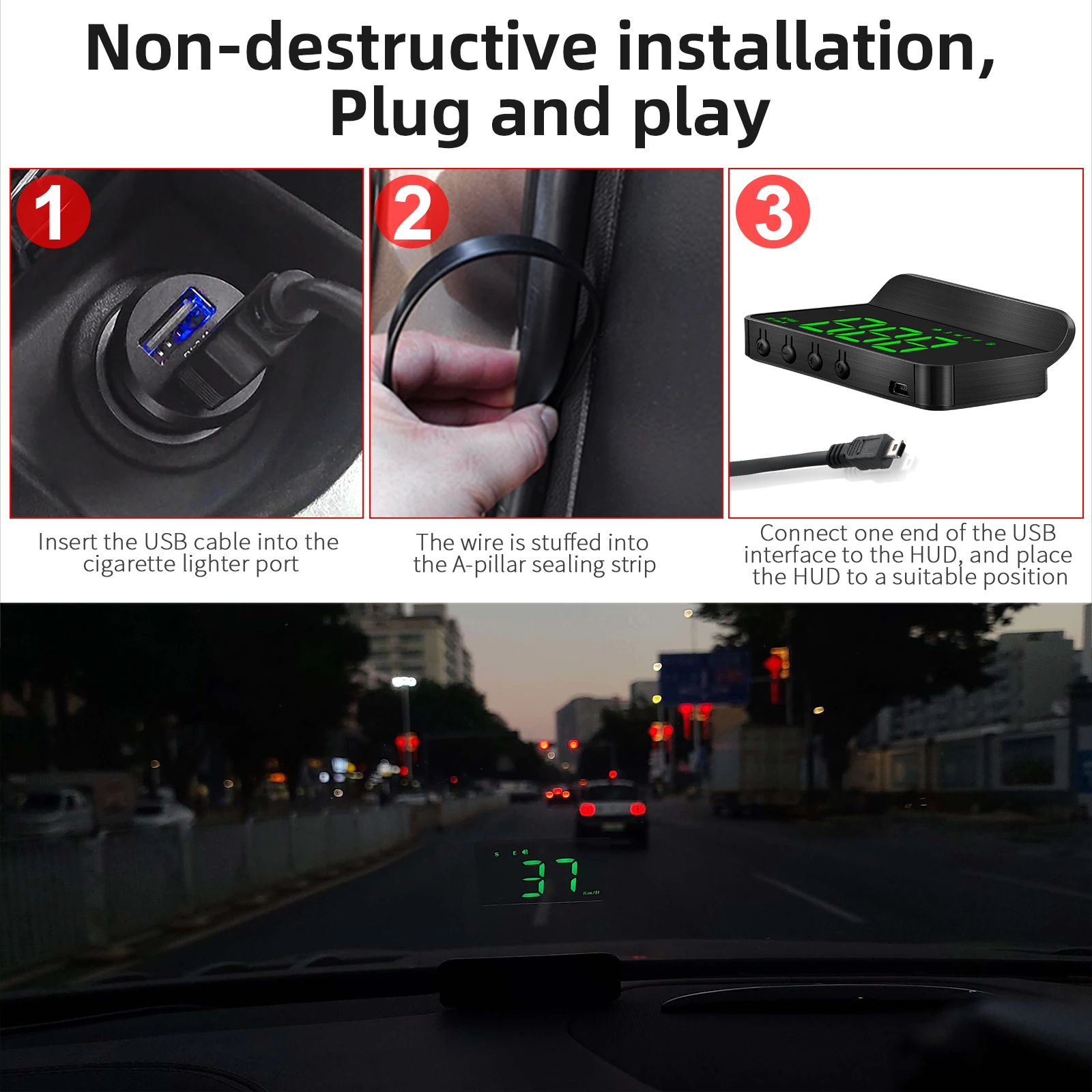 M1 차량 헤드업 디스플레이 GPS 속도계 유리창 프로젝터 디지털 HUD 과속 경보 자동차 전자장치 맞춤 제작
