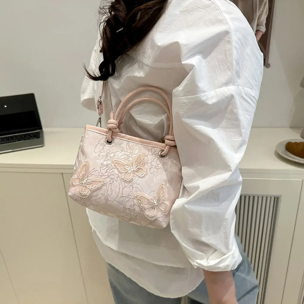 Creative Lace Shoulder Bags Elegant Handbags Embroidery Simple Tote Bag Women