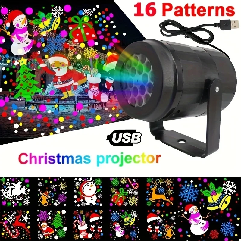 Projektor laserowy w kształcie płatka śniegu, 16 wzorów za $5.89 / ~23zł