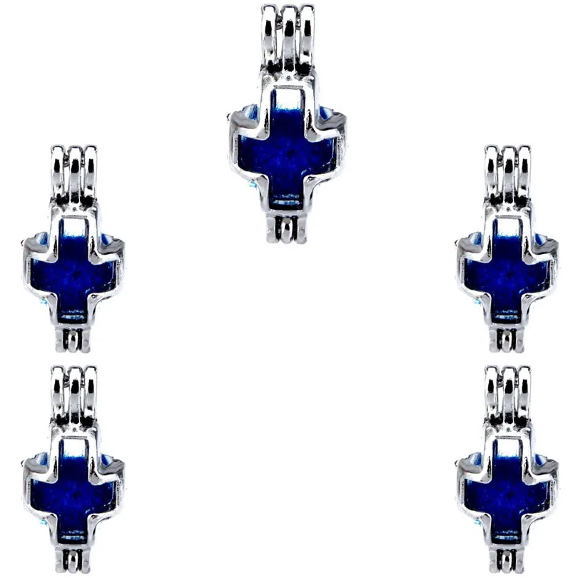 

10Pcs Classic Charm Cross Pearl Cage Floating Locket Aromatherapy Diffuser Pendant Necklace Bracelet DIY Jewelry Making Bulk