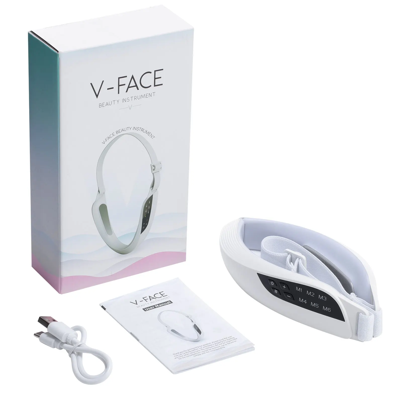 V-Line Face Slimming Lifting Device Facial Massager Face Shaping Beauty Instrument 6 Modes Electric Reduce Double Chin Belt