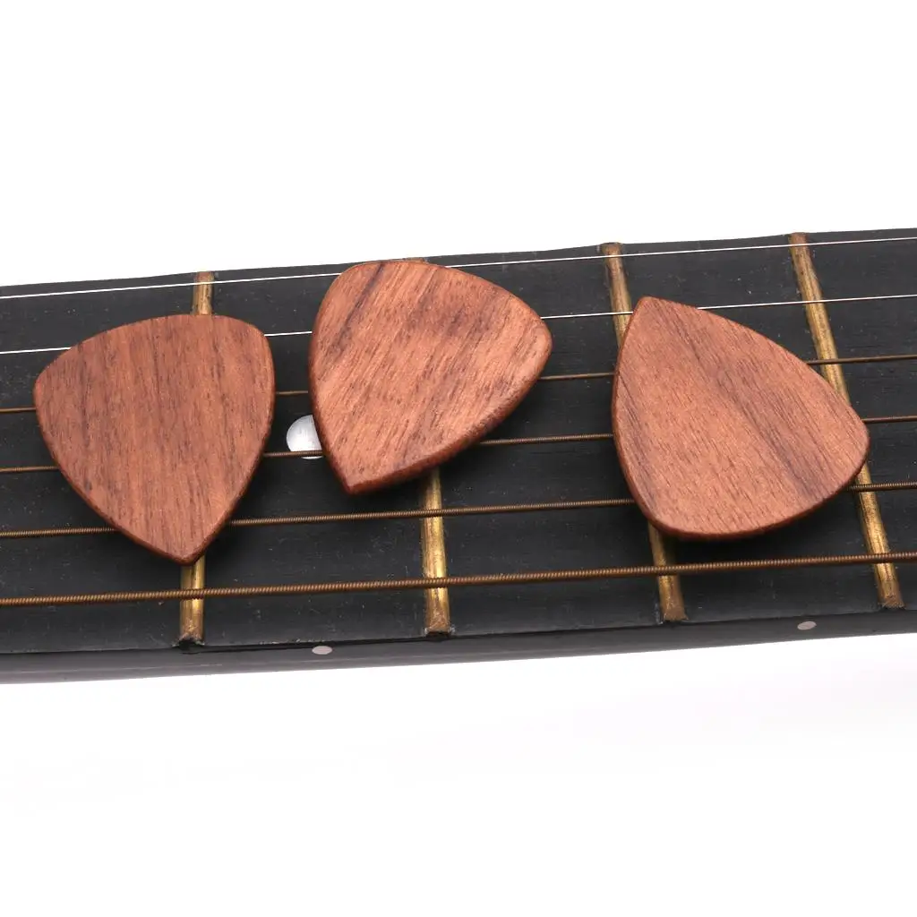 3 Pcs Wood Electric Guitar Picks, Perfect for Electric Acoustic Classical and Bass Guitars and Even for Ukulele