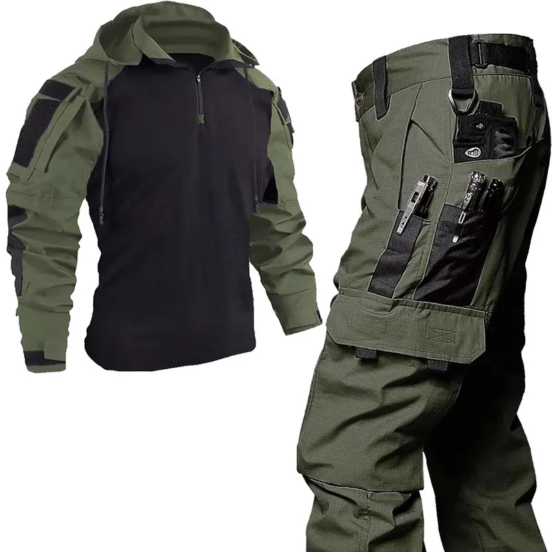 Outdoor Camo Tactical Uniform Hunting Shirts Wear Resistant Suit Hiking Training Sets Ghillie Suits CP Combat Pants Men Clothing 6