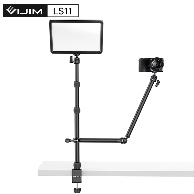 VIJIM LS11 Desk Mount Stand C-clamp Mount Flexible Arm Extend Light Stand With 360° Ballhead Microphone Stand Ring Light Bracket