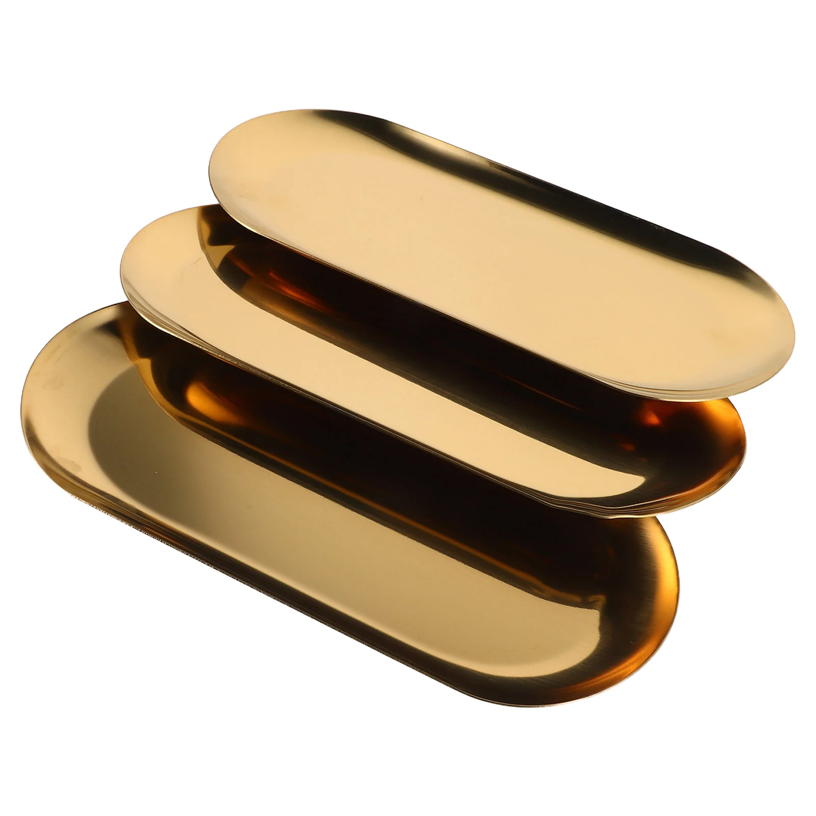 3 Pcs Stainless Steel Tray Bathroom Storage Trinket Make up Decorative Trays Vanity 6