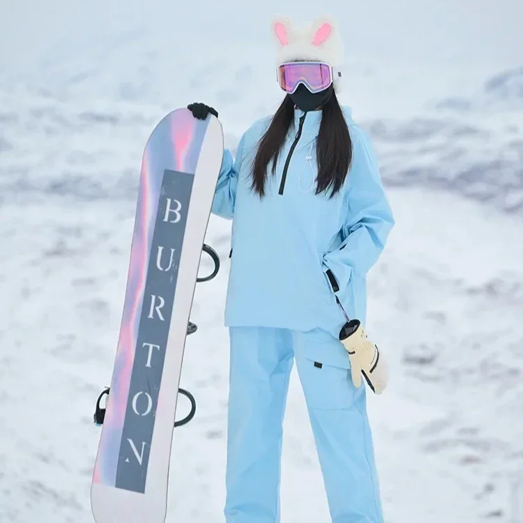 -30 ° C 절연 스키 의상 세트, 방수 남성 여성 스노우보드 슈트, 사랑스러운 토끼 귀 모자 포함, 사이즈 최대 5XL