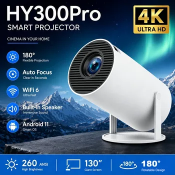 Proiettore HY300 PRO Android 11 8000 Lumen 4K Dual Wifi6 260ANSI BT5.4 1080P 1280*720P Home Cinema portatile Proiettore da esterno