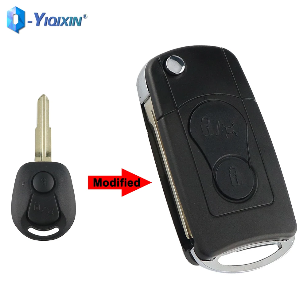 Yiqixin 2 Pulsanti Modificati Flip Remote Car Key Shell Per Ssangyong Actyon Suv Kyron Rexton 2 W Pieghevole Fob Cover Case Di Ricambio