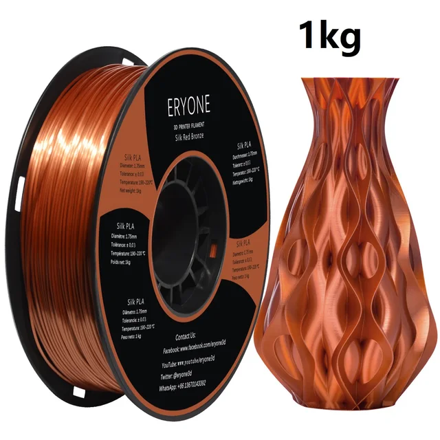 ERYONE Clearance Promotion TPU PLA PLA+ Silk Rainbow Ultra Silk 3D Printing Filament 1KG/0.5KG For FDM 3D Printer Fast Shipping Silk Copper