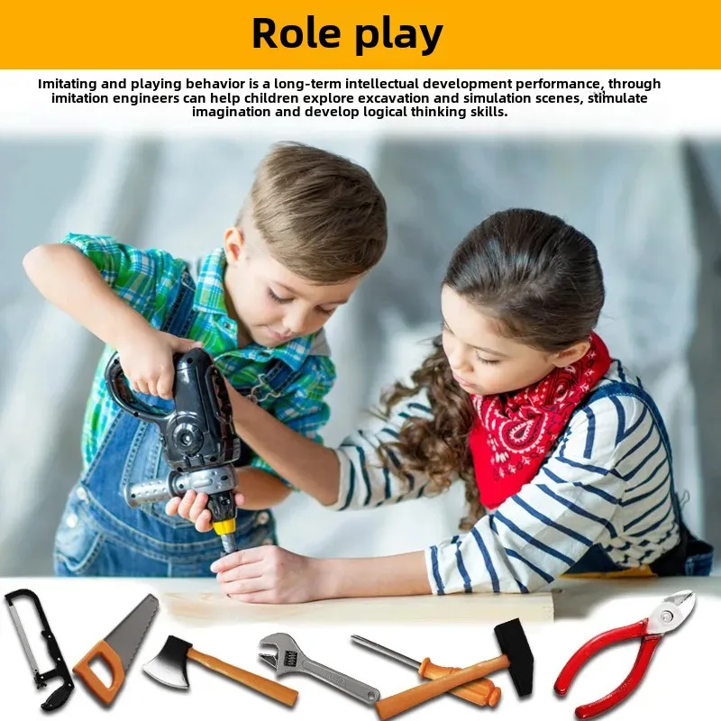 Children's Role Play Toy Set Realistic Repair Tools DIY Toy Screwdriver Hammer Street Stall Night Simulation Workbench Kit