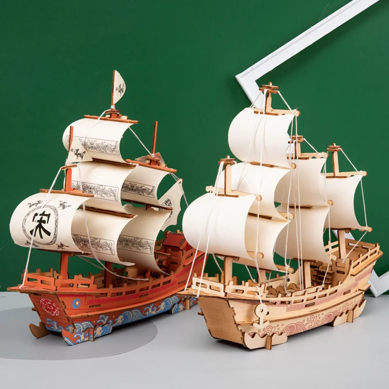 3D Puzzle Handmade Wooden Assembly Model Ship Puzzle DIY Creative Toy Gift decelerating steel gear assembly and 21t steel gear set are used in the ship model of 21 25 grade methanol engine