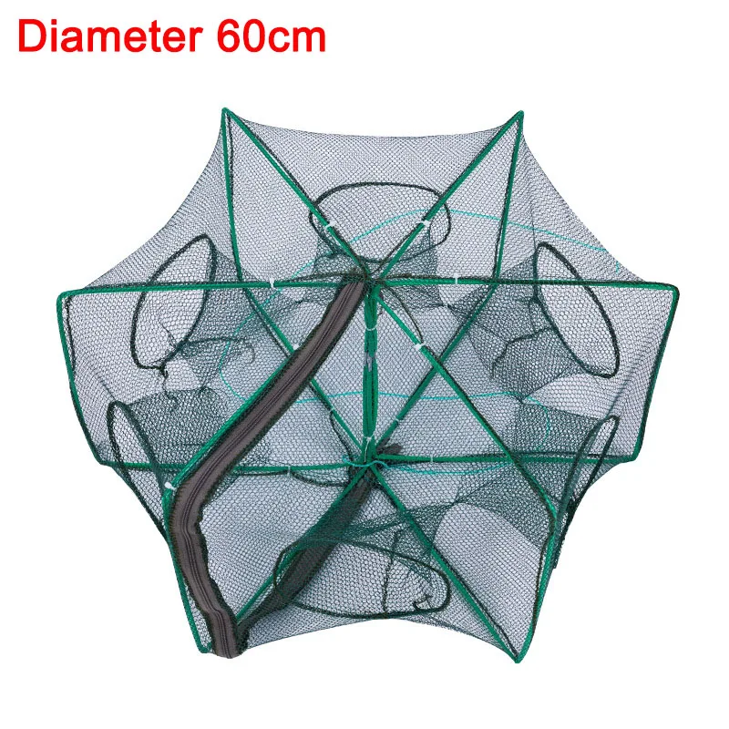 Fishing Traps 6 Holes Mesh Fishing Net Tackle Cage Folding Crayfish Catcher Casting Fish Network Crab Crayfish Shrimp Smelt Eels Traps
