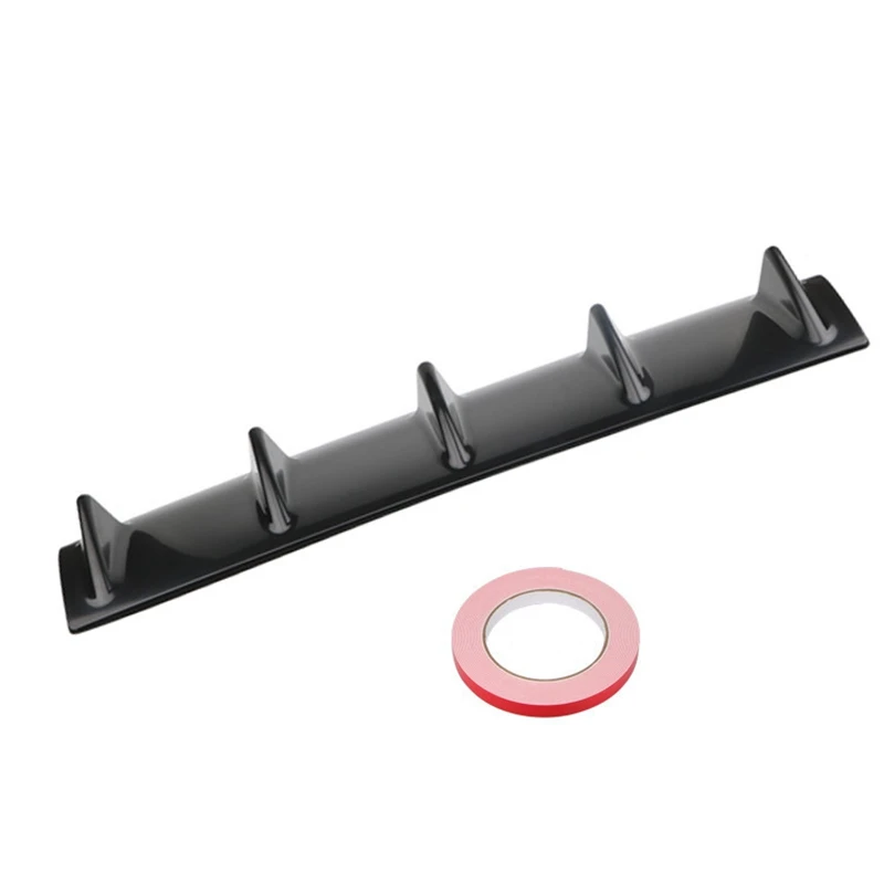Universal Bright Black 58.5 X 14.5Cm 5 Shark Fin Wing Diffuser Universal Rear Bumper Lip Diffuser