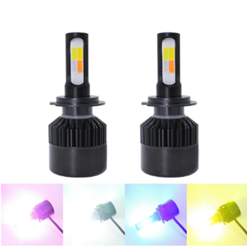LED Car Lights Bulbs Headlights 2pcs H4 LED 4 Color Flash Headlight H1 H7 LED Projector H8 H11 HB3 HB4 80W Lights Auto Lamp Car Automobiles Headlamp 12V 24V