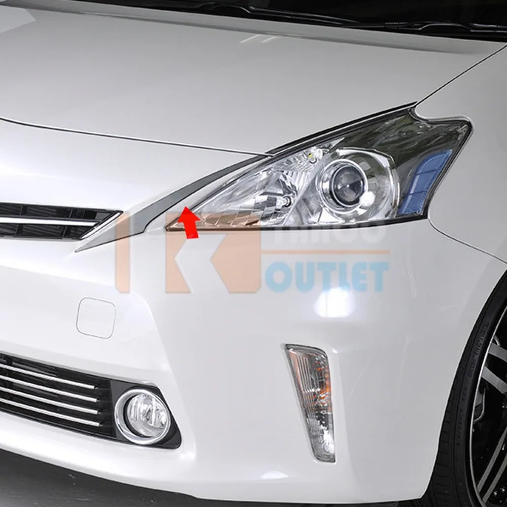 4pcs SUS304 Stainless Steel Head Lamp Side Trim Car Styling Accessories Cover For Toyota Prius Alpha V ZVW40