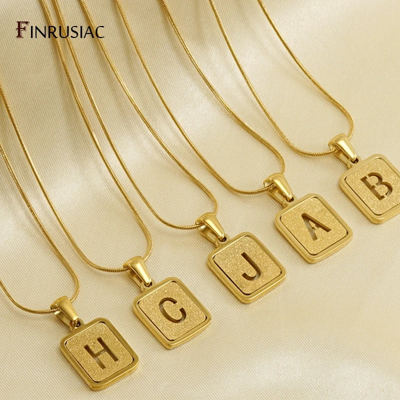 18K Real Gold Plated Stainless Steel A-Z Alphabet Letter Man Pendant Necklaces For Men 26 Alphabet Initial Necklaces For Women