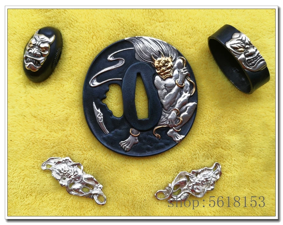 

Hige, золотой медный Монстр tsuba fuchi menuki для японской катаны вакидзаси Танто