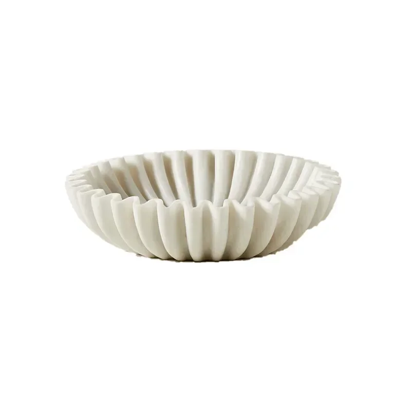 1pc Sample Factory Price Marble Trinket Bowl Home Flower Design Natural Stone Italian Carrara White Fruit Decor Bowl 5