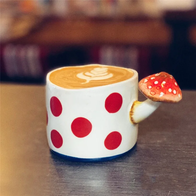 

Lovely Mushroom Ceramic Cup Korean Coffee Cup Drinking Cup Three-dimensional Hand Painted Bowl and Plate Small Fresh Tableware