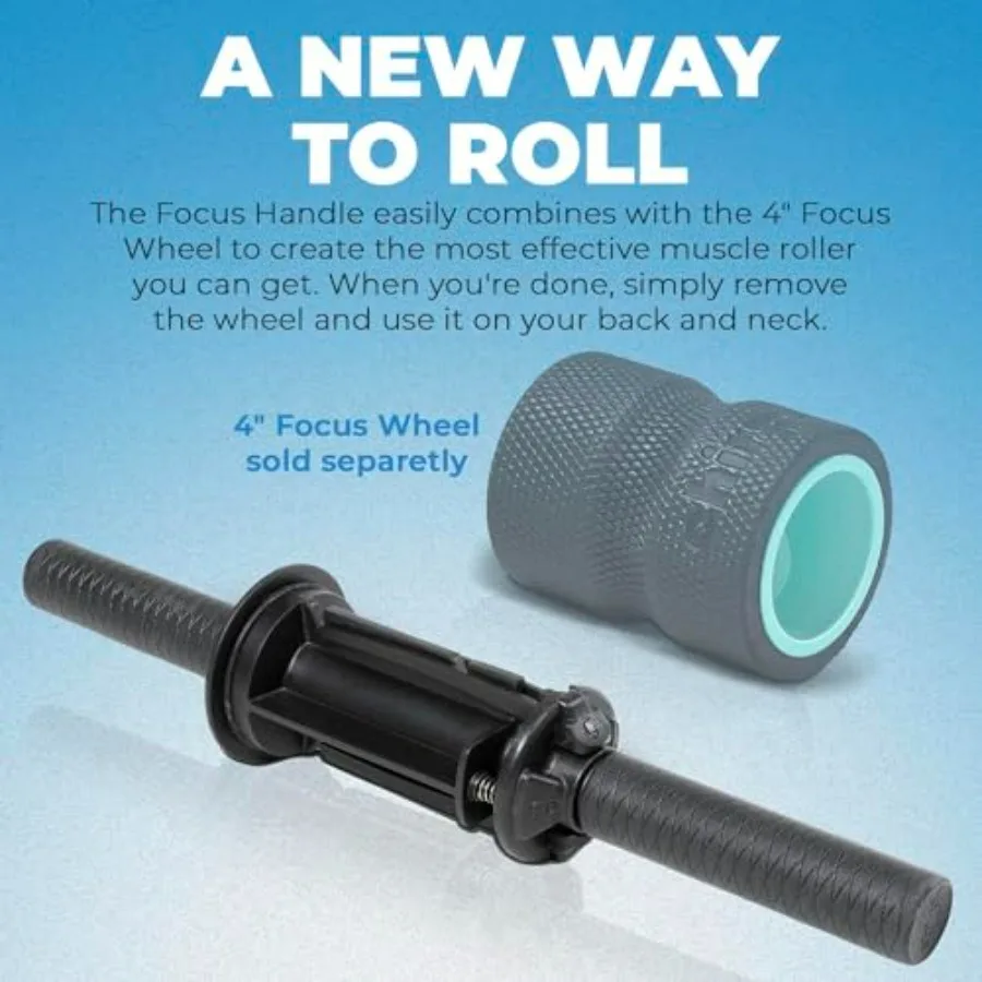 Focus Muscle Roller Handle and Wheel Rack - Equipment for Deeper Muscle Recovery and Secure Storage, Best Combined with 4-Inch F