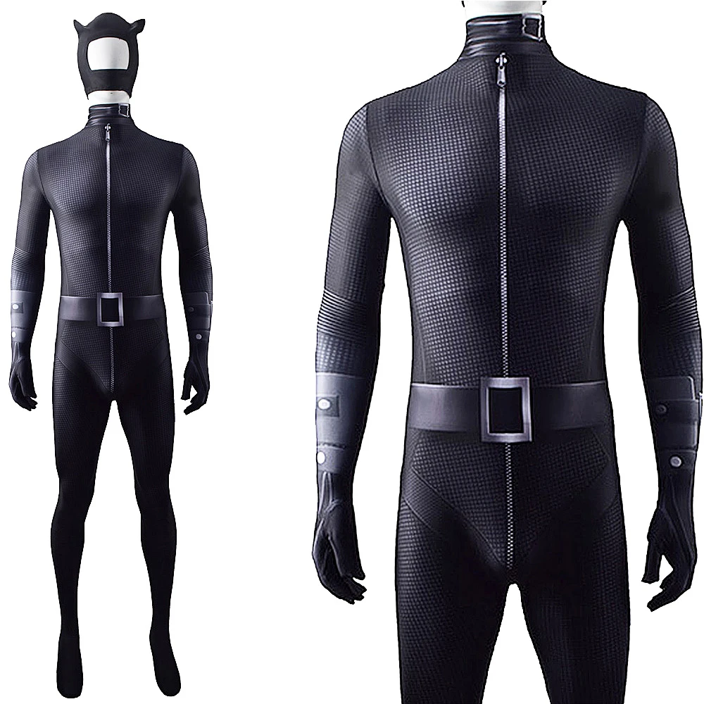 Bat and Cat-Themed Spandex Bodysuit Cosplay Costume for Adults and Kids